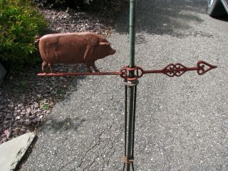 Old Small Hollow Pig Lightning Rod Weather Vane