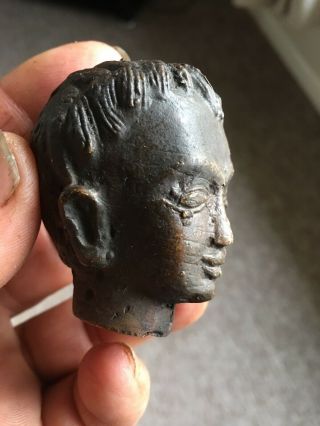 Metal - Detector Find Scarce Ancient Roman Bronze Statue Head Of Man & Statue Zues