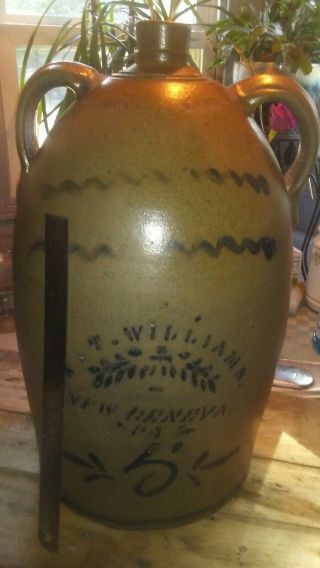 Large Antique/vintage Stoneware Vase Vfw Penn H.  T.  Williams