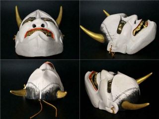 MSK89 Japanese old Wooden Hannya mask (female demon ' s) Noh w/cloth Kagura 2