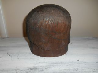 Antique Wood Hat Form Mold Block Crown Millinery 21 - 1/2 2