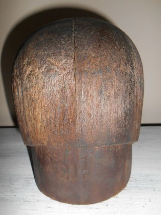 Antique Wood Hat Form Mold Block Crown Millinery 21 - 1/2 3