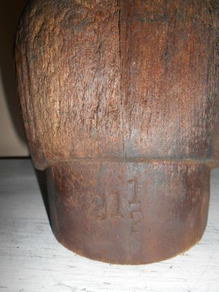 Antique Wood Hat Form Mold Block Crown Millinery 21 - 1/2 4