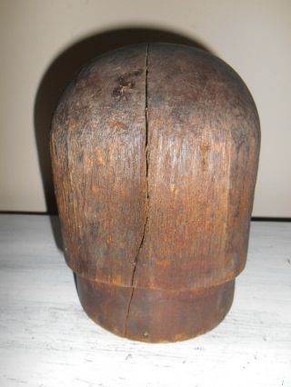 Antique Wood Hat Form Mold Block Crown Millinery 21 - 1/2 5