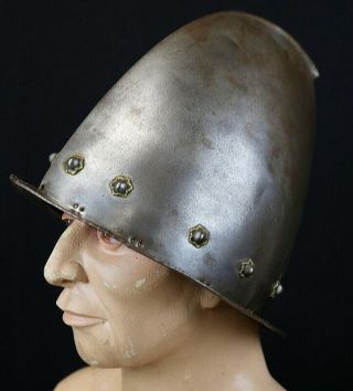 Antique 17th - 18th C.  Spanish Italian Morion Cabasset Helmet Armor (sword Dagger)