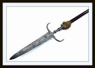 Antique 16th - 17th C.  Italian Or English Engraved Partisan Halberd (sword Dagger)