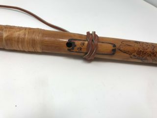 Large Native American Indian Flute with Feather Leather and Sinew Wolf Song 6