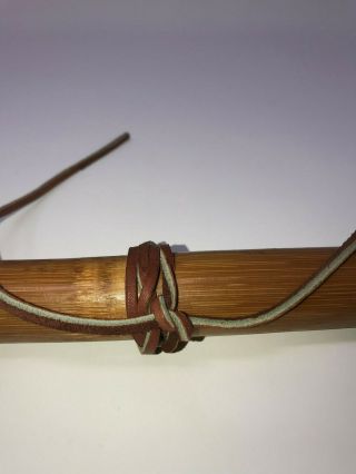 Large Native American Indian Flute with Feather Leather and Sinew Wolf Song 7