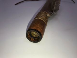 Large Native American Indian Flute with Feather Leather and Sinew Wolf Song 8
