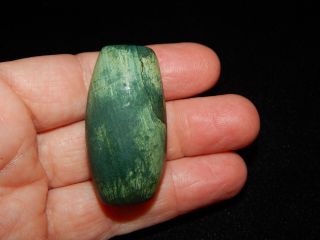 Pre - Columbian Blue Green Jade Bead,  Very Rare Bead,  Costa Rica,  Large Tubular 10
