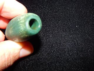 Pre - Columbian Blue Green Jade Bead,  Very Rare Bead,  Costa Rica,  Large Tubular 4