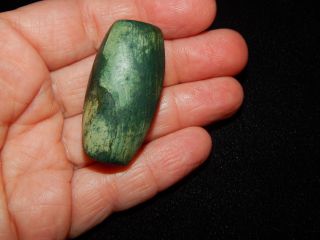 Pre - Columbian Blue Green Jade Bead,  Very Rare Bead,  Costa Rica,  Large Tubular 5