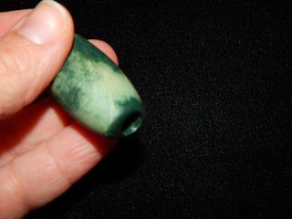 Pre - Columbian Blue Green Jade Bead,  Very Rare Bead,  Costa Rica,  Large Tubular 6