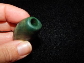 Pre - Columbian Blue Green Jade Bead,  Very Rare Bead,  Costa Rica,  Large Tubular 7