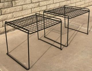 Pair Vintage Mid Century Modern Retro 1980s Harry Bertoia Era Patio End Tables