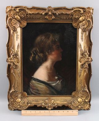 19thc Antique,  Beautifull American Young Woman,  Portrait Oil Painting,  Nr