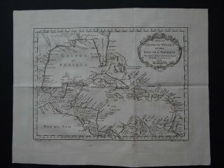 1754 Bellin Atlas Map Gulf Of Mexico - Caribbean - Golphe Du Mexique - Amerique