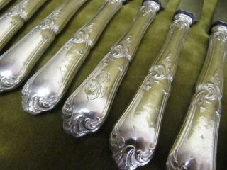 20th c french sterling silver (handles) 12 dessert knives rococo st Lapparra 10