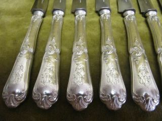 20th c french sterling silver (handles) 12 dessert knives rococo st Lapparra 2