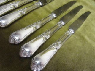 20th c french sterling silver (handles) 12 dessert knives rococo st Lapparra 4