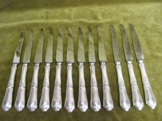 20th c french sterling silver (handles) 12 dessert knives rococo st Lapparra 9