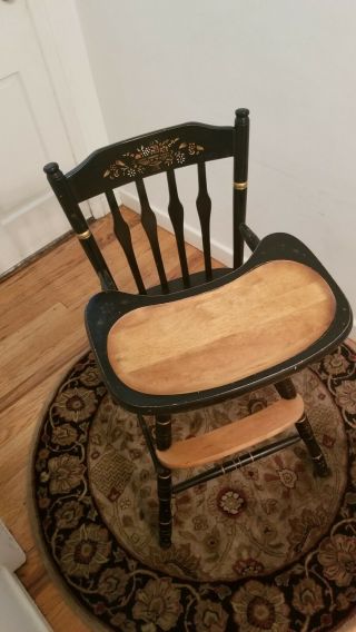 Vintage / Antique Wooden Black /light Brown High Chair