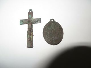 Pirate Artifact,  Port Royal,  Spanish Cross & Religious Medallion