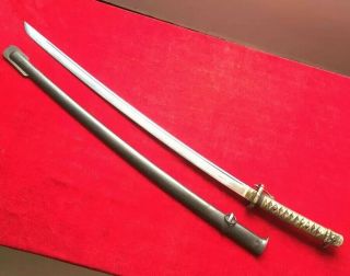 Wwii Military Japanese Army Nco Sword Samurai Katana Brass Handle Steel Scabbard