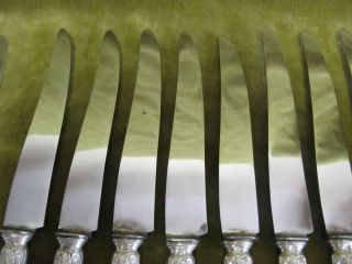 20th c french sterling silver (handles) 12 dinner knives rococo st Lapparra 875g 10