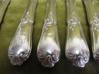 20th c french sterling silver (handles) 12 dinner knives rococo st Lapparra 875g 12