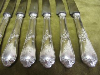 20th c french sterling silver (handles) 12 dinner knives rococo st Lapparra 875g 4