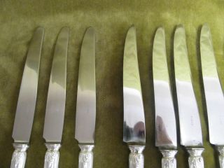 20th c french sterling silver (handles) 12 dinner knives rococo st Lapparra 875g 7