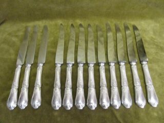 20th c french sterling silver (handles) 12 dinner knives rococo st Lapparra 875g 9