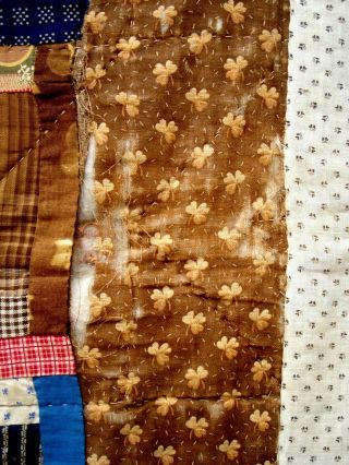 Antique vtg late 1800 ' s Log Cabin & Variable star Double Sided Quilt both sides 12