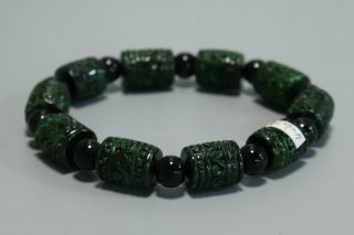 Chinese Exquisite Hand - Carved Flower Carving Jadeite Jade Bracelet