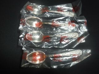 Old Stock (4) S.  Kirk & Son Repousse Sterling Silver 5 7/8 " Teaspoons