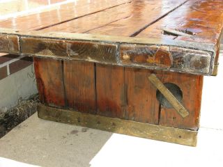 Antique WW2 Liberty Boat Ship Wooden Hatch Coffee Table - Handcrafted and Solid 10