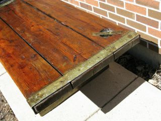Antique WW2 Liberty Boat Ship Wooden Hatch Coffee Table - Handcrafted and Solid 5