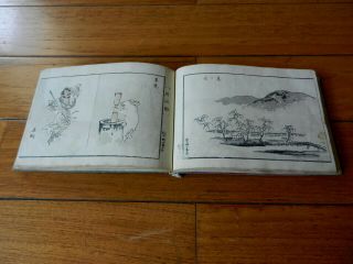 Orig Japanese Woodblock Print Book Hokusai School 19thc