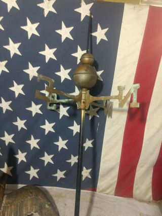 VINTAGE COPPER EAGLE WEATHERVANE WITH SPHERES AND DIRECTIONALS. 10