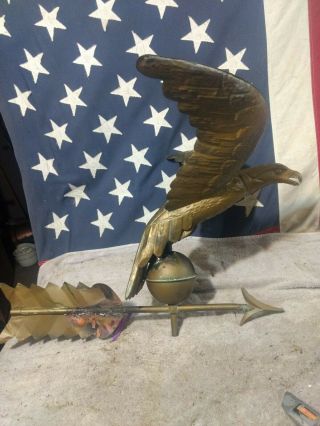 VINTAGE COPPER EAGLE WEATHERVANE WITH SPHERES AND DIRECTIONALS. 2