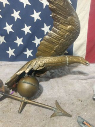 VINTAGE COPPER EAGLE WEATHERVANE WITH SPHERES AND DIRECTIONALS. 8