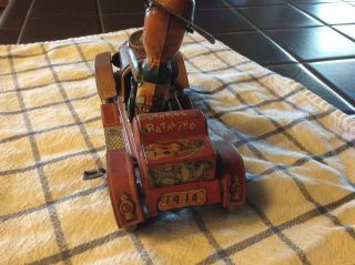 Late 40s VINTAGE RARE WIND UP LITHO TIN Cowboy Bill Wild CAR,  JAPAN 6