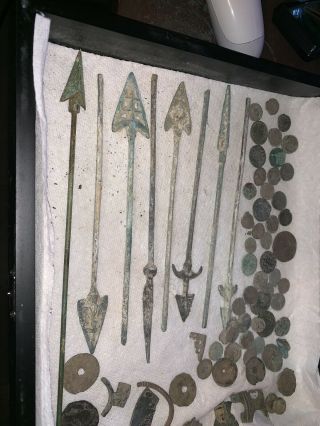 Over 3000 Years Old Bronze Arrow Heads And Coin Viking Chinese Roman 1200 B.  C