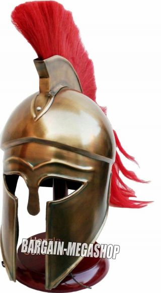 Greek Corinthian Helmet Red Plume Armour Medieval Knight Spartan
