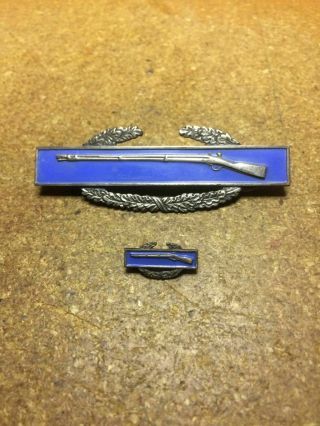 Two Sterling Wwii Combat Infantry Badges Cib Full Size And Miniature