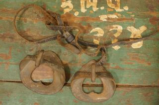 Antique Wrought Iron Heart Shape Horse Stirrups (two)