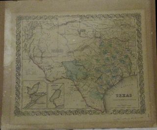 1856 Coltons Atlas Page Of Texas Hand Colored