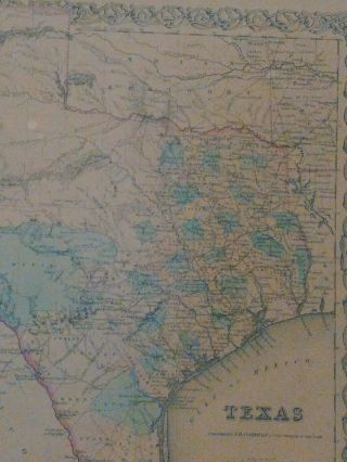 1856 Coltons Atlas Page Of Texas hand colored 2
