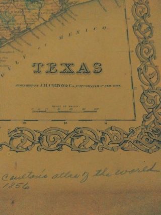 1856 Coltons Atlas Page Of Texas hand colored 4